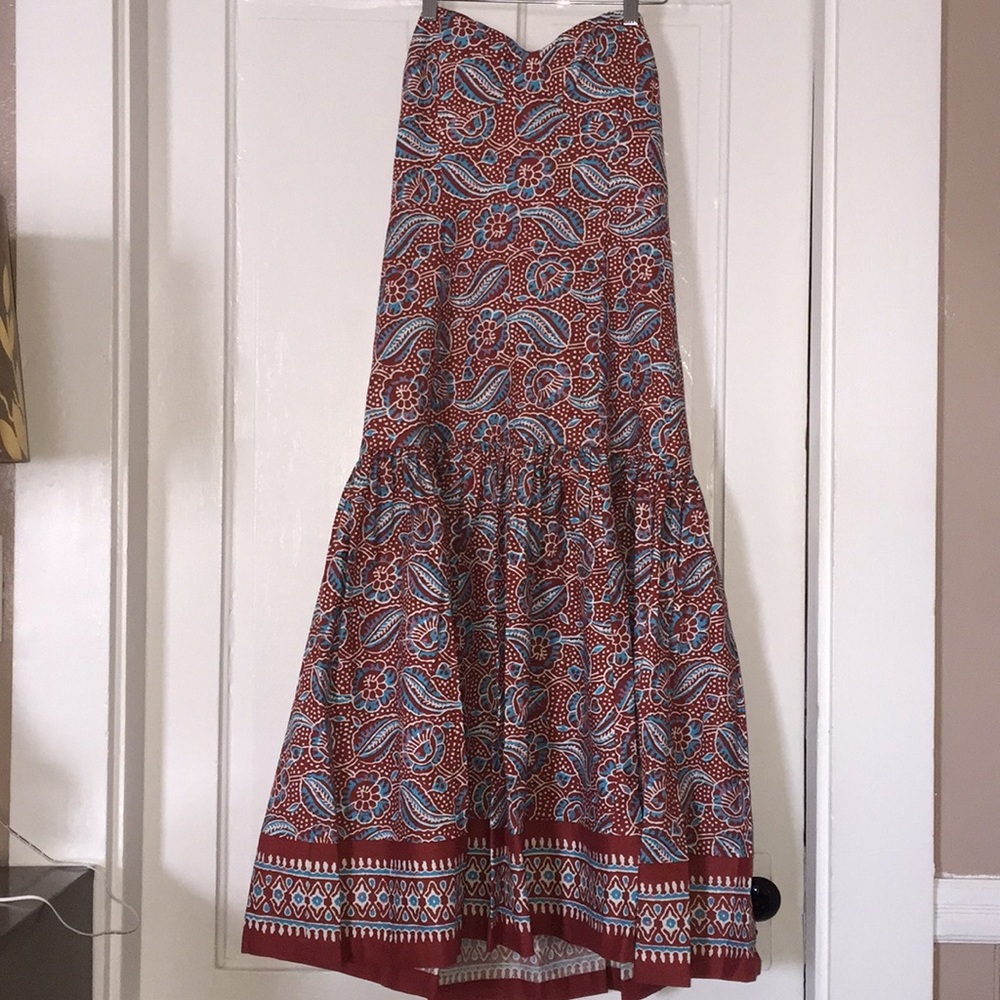 Veronica beard fiore strapless printed midi dress